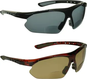 proSPORT BIFOCAL Sunglass Readers Men Women Blue Light Blocking HD Amber Lens Semi-Rimless Wrap-Around Golf Driving