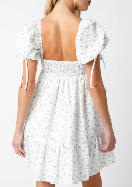 Puff Sleeve Floral Mini Dress