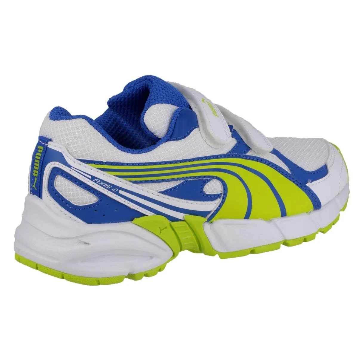 Puma Axis Mesh V2 Touch Fastening Boys Trainers Lime/Blue/White