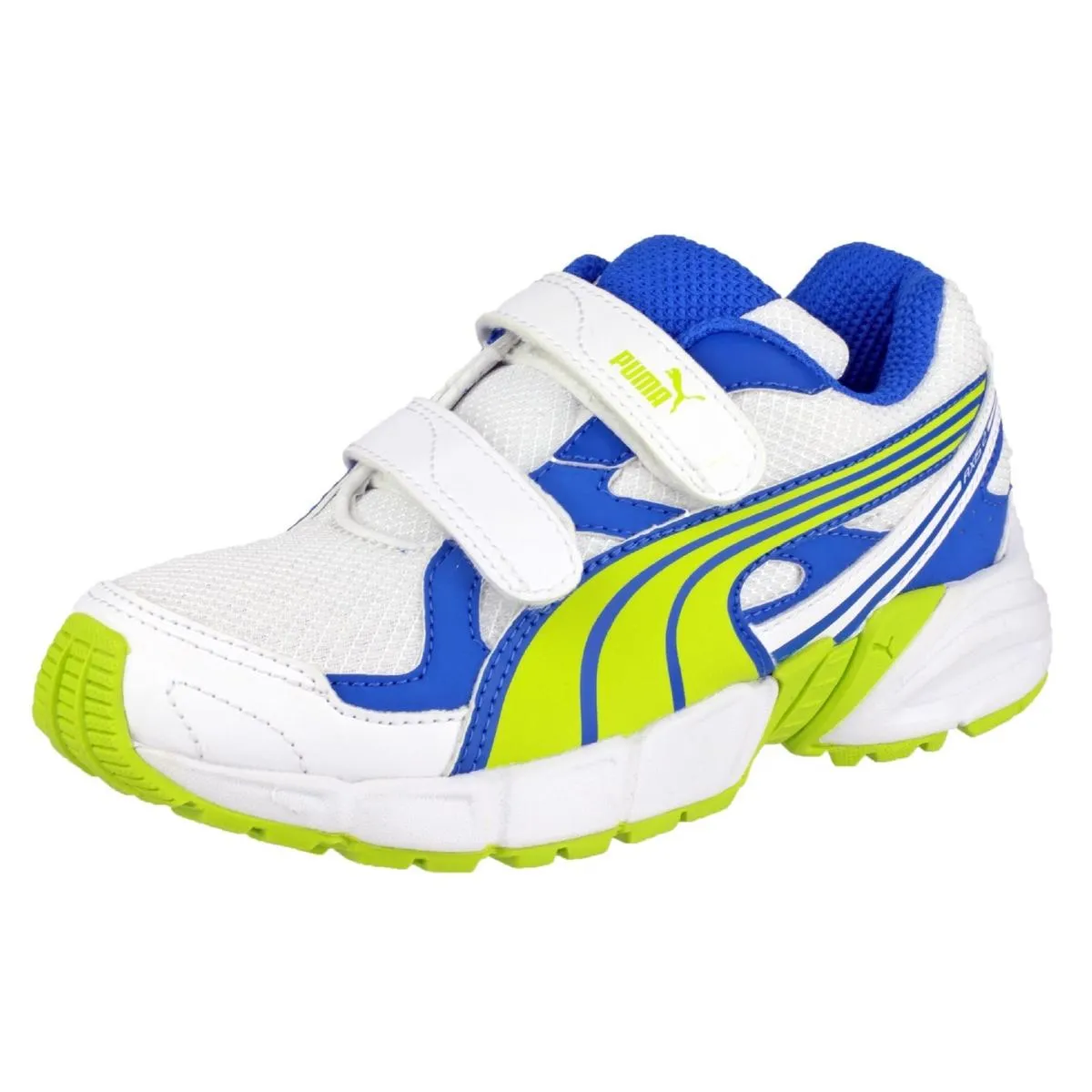 Puma Axis Mesh V2 Touch Fastening Boys Trainers Lime/Blue/White