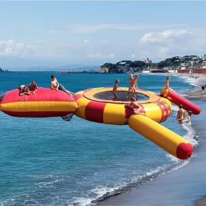 PVC Inflatable Water Trampoline, Lake Trampoline, Jumping Platform with Slide/Tube/Jumping Pillow Bag, Leisure Trampoline, Water Jumping Bag, Trampoline Water Toy, 16FT/5M