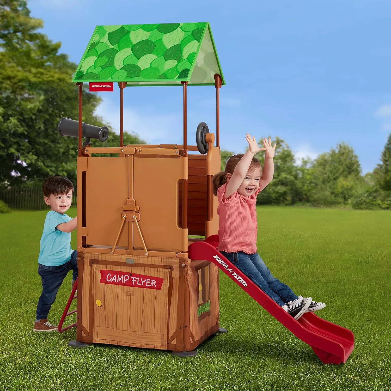 Radio Flyer Play & Fold AwayTreehouse, Toddler Climber, Kids Playhouse for Ages 2-5