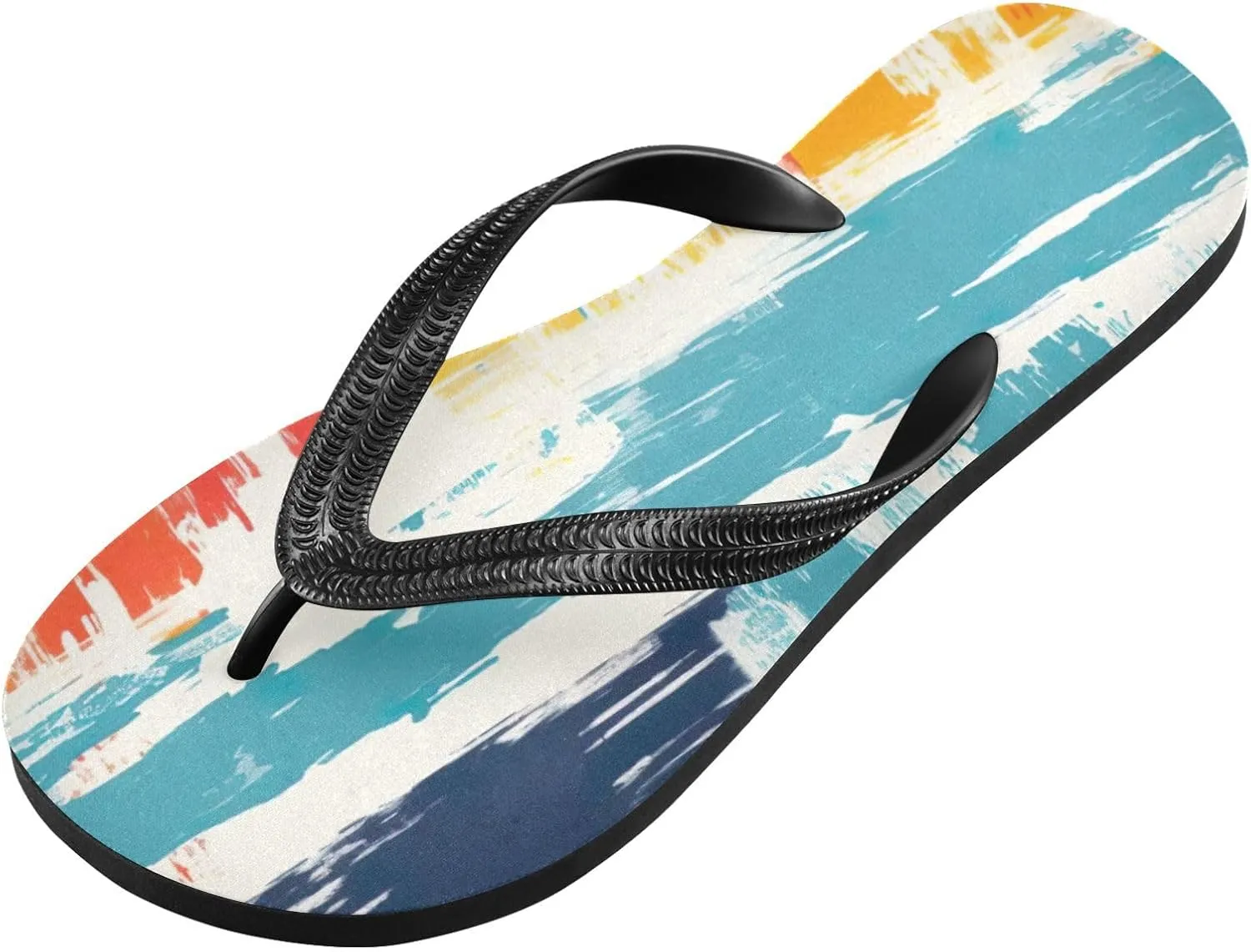 Rainbow Stripe Flip Flop Beach Summer Casual Sandal for Women & Men Shower Shoes XS