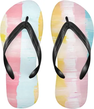 Rainbow Stripe Flip Flop Beach Summer Casual Sandal for Women & Men Shower Shoes XS