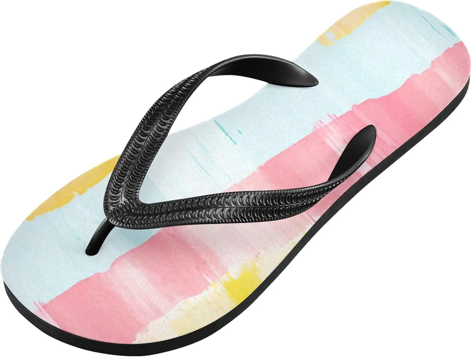 Rainbow Stripe Flip Flop Beach Summer Casual Sandal for Women & Men Shower Shoes XS