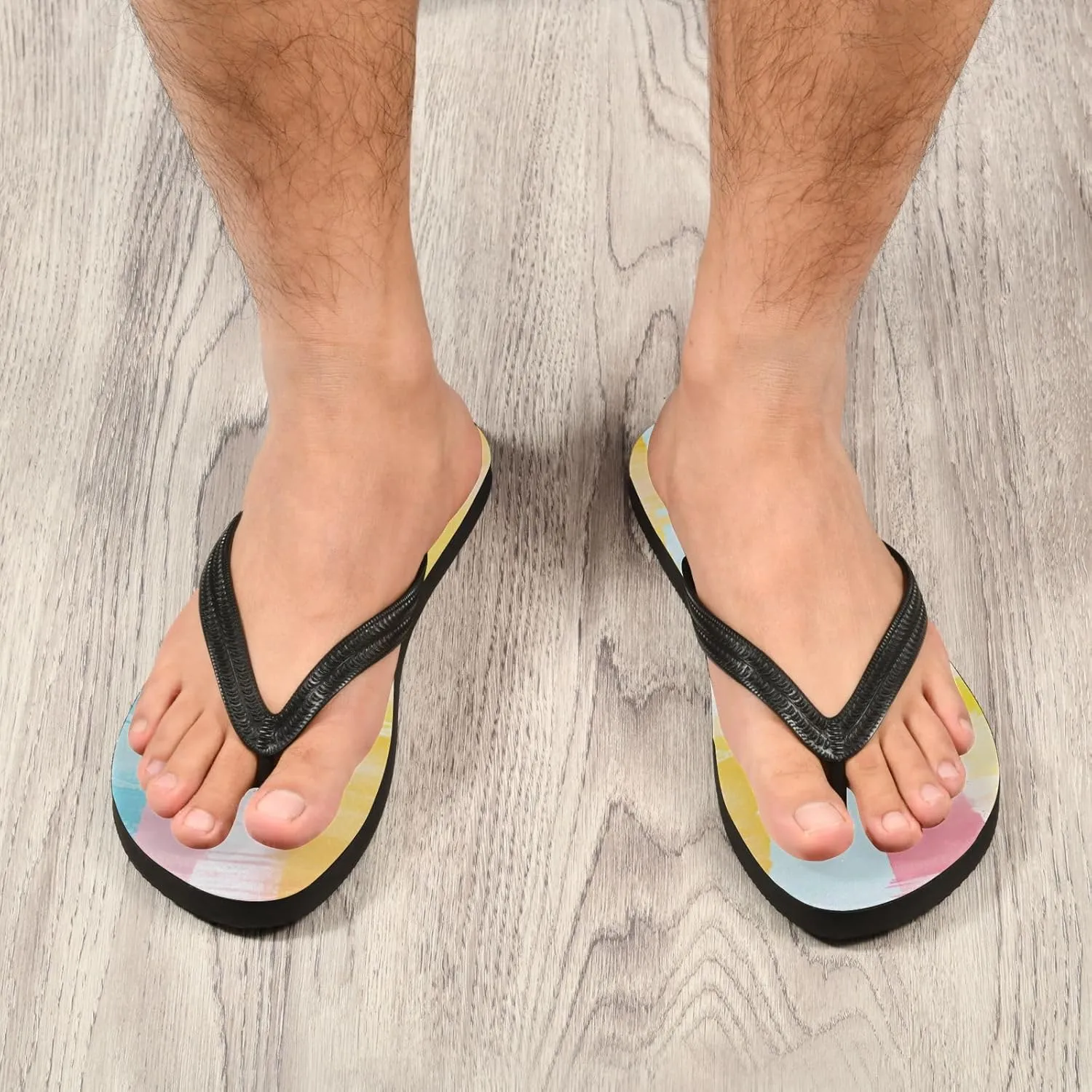 Rainbow Stripe Flip Flop Beach Summer Casual Sandal for Women & Men Shower Shoes XS