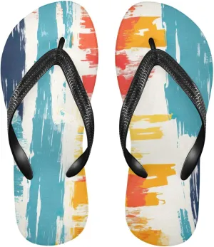 Rainbow Stripe Flip Flop Beach Summer Casual Sandal for Women & Men Shower Shoes XS
