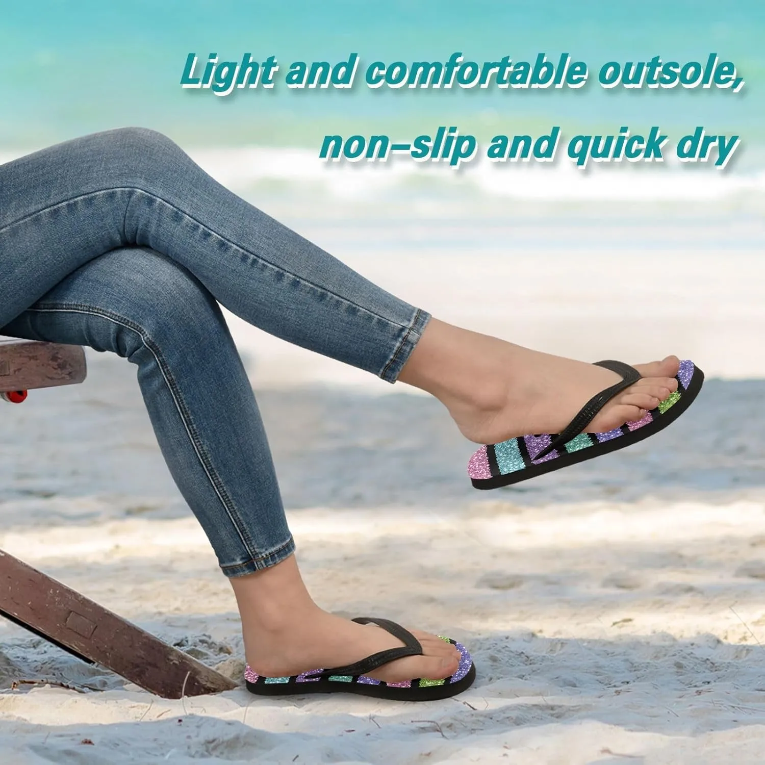 Rainbow Stripes Flip Flop Beach Summer Casual Sandal for Women & Men Shower Shoes 20861957