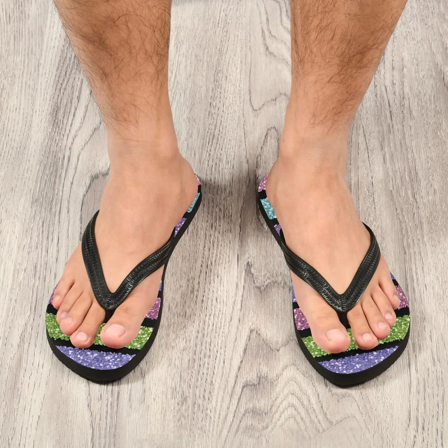 Rainbow Stripes Flip Flop Beach Summer Casual Sandal for Women & Men Shower Shoes 20861957