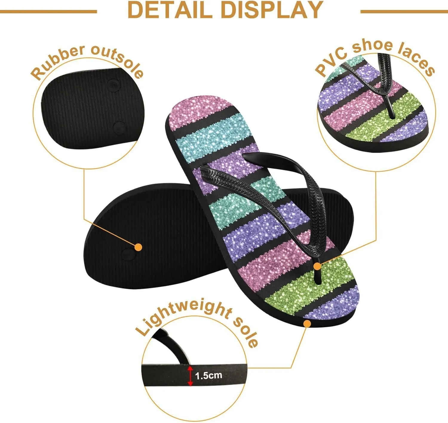 Rainbow Stripes Flip Flop Beach Summer Casual Sandal for Women & Men Shower Shoes 20861957