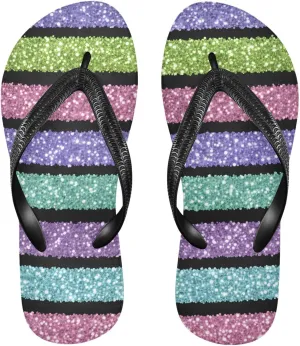 Rainbow Stripes Flip Flop Beach Summer Casual Sandal for Women & Men Shower Shoes 20861957