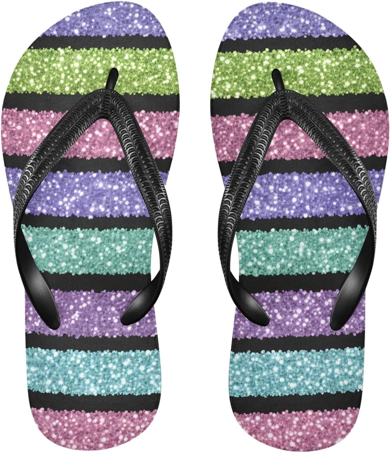 Rainbow Stripes Flip Flop Beach Summer Casual Sandal for Women & Men Shower Shoes 20861957
