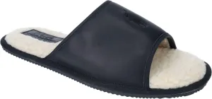 Ralph Lauren Mens Slippers ANTERO Leather Slide, Black, Size 12