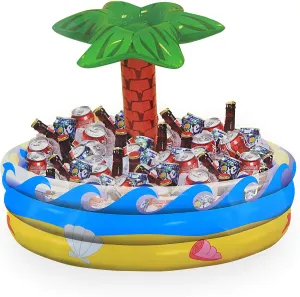 Ram-Pro Palm Tree Oasis Inflatable Party Cooler Durable Summer Inflatable Water Floats Tropical Pool Toys Beverage Cooler Beach Leisure Cup Bottle Drink Holder Water Fun Decorations Toy