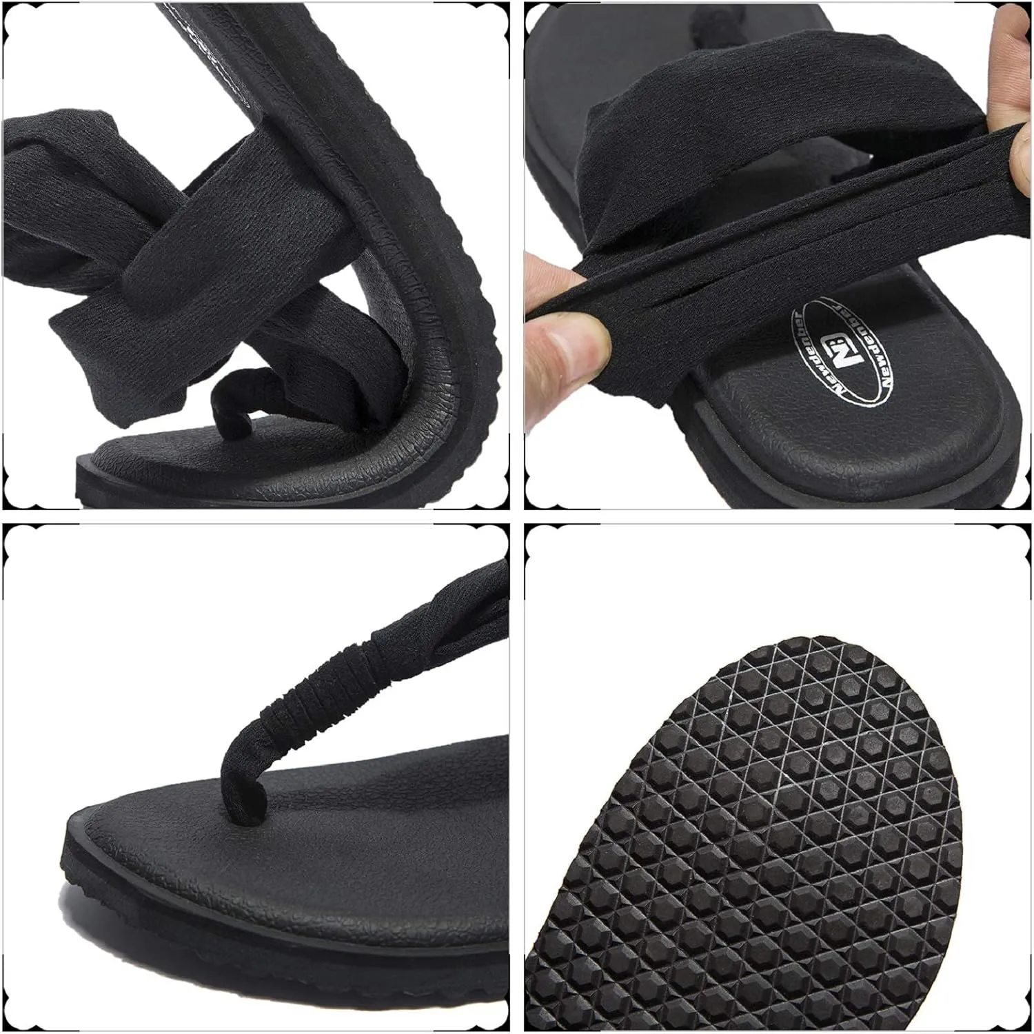 Ranberone Women's Yoga Mat Flip Flops Casual Flat Summer Beach Sandals