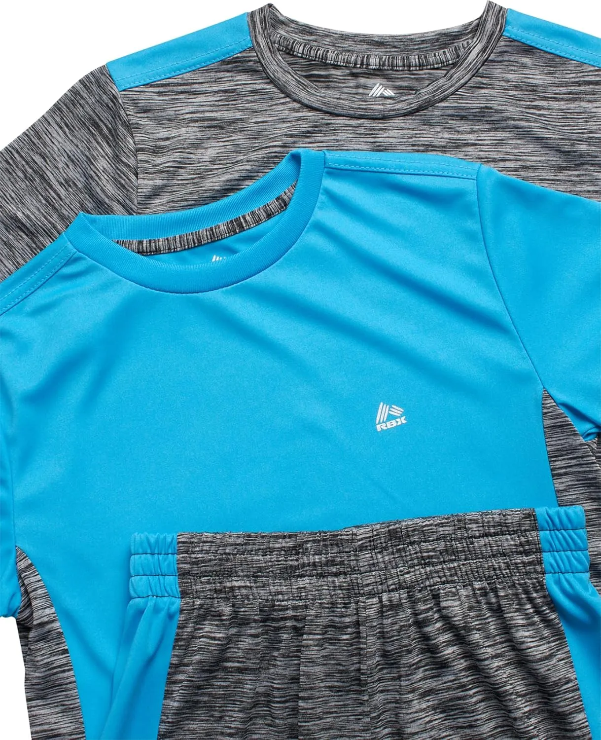 RBX Boys Active Shorts Set - 3 Piece Athletic Performance Mesh and Jersey T-Shirts and Mesh Gym Shorts for Boys (Sizes: 8-12)