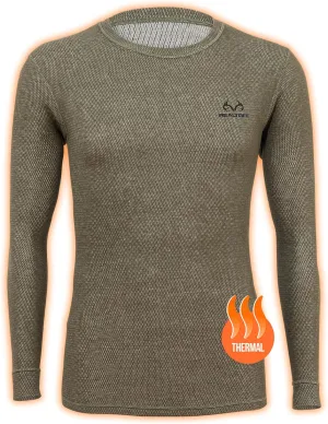 Realtree Reversible Mens Thermal Long Sleeve Shirt Hunting Gear- Base Layer,Warm Waffle Knit Under Top (1 Reversible Shirt)