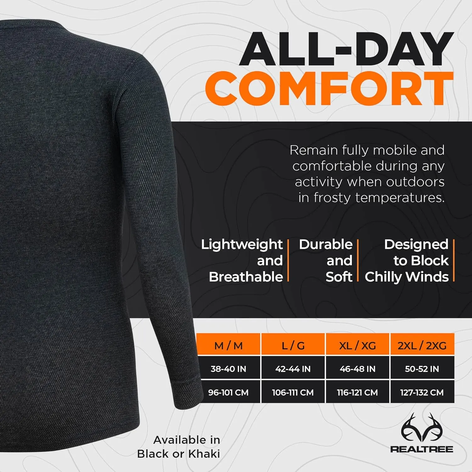 Realtree Reversible Mens Thermal Long Sleeve Shirt Hunting Gear- Base Layer,Warm Waffle Knit Under Top (1 Reversible Shirt)