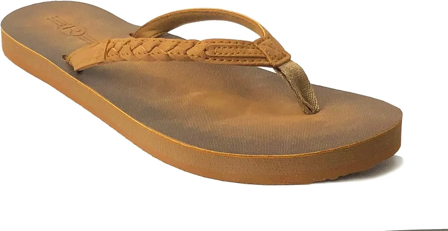 REDVOLUTION Women's Braided Beach Sandals | Classic Synthetic Leather Flip Flop Casual PU Shoe