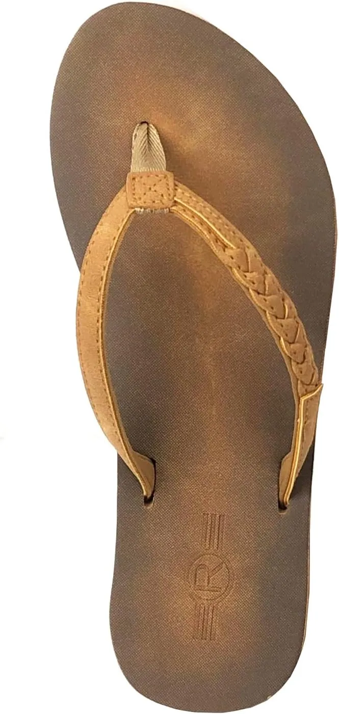 REDVOLUTION Women's Braided Beach Sandals | Classic Synthetic Leather Flip Flop Casual PU Shoe