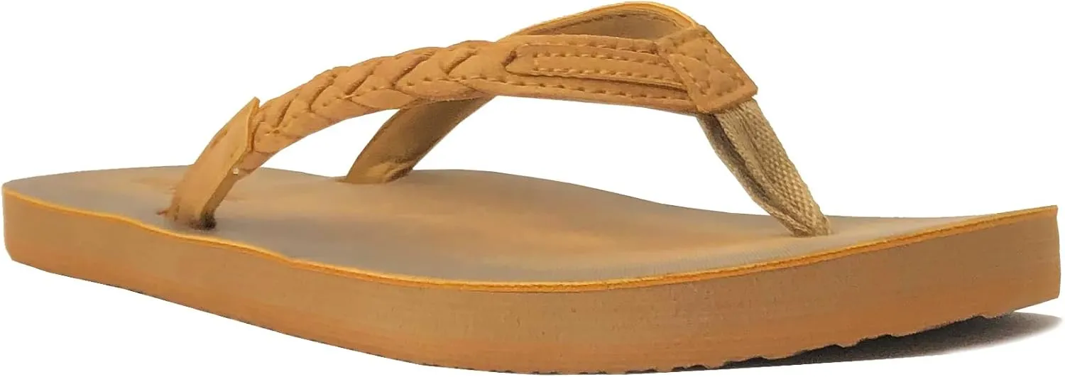 REDVOLUTION Women's Braided Beach Sandals | Classic Synthetic Leather Flip Flop Casual PU Shoe