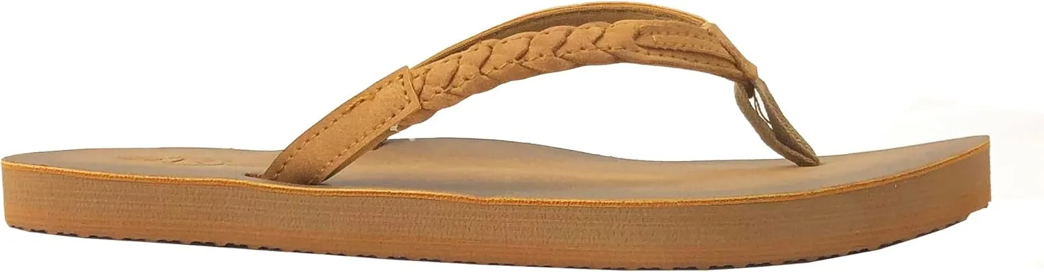 REDVOLUTION Women's Braided Beach Sandals | Classic Synthetic Leather Flip Flop Casual PU Shoe