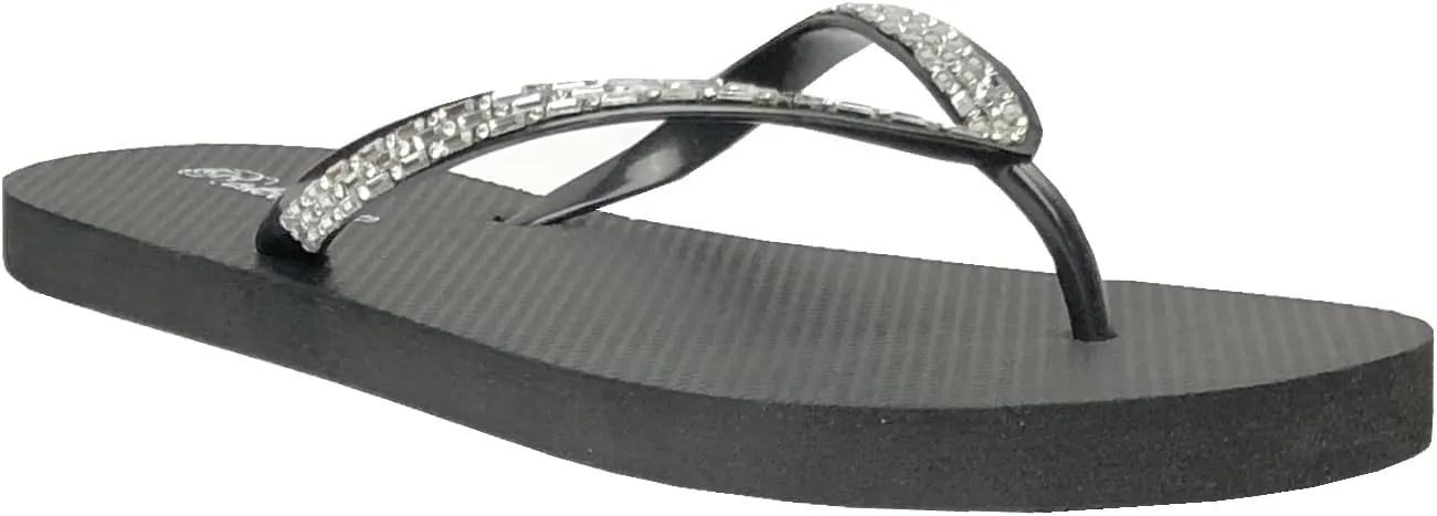 REDVOLUTION Women's Rhinestone Sandals Soft Platform Footbed Midsole Fashion Flip Flop