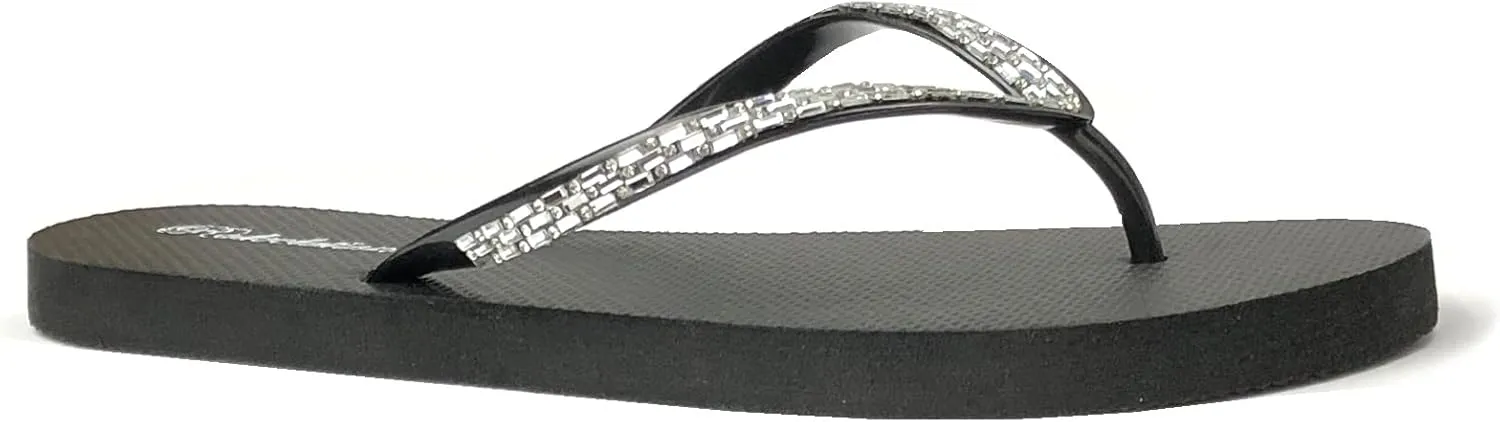 REDVOLUTION Women's Rhinestone Sandals Soft Platform Footbed Midsole Fashion Flip Flop