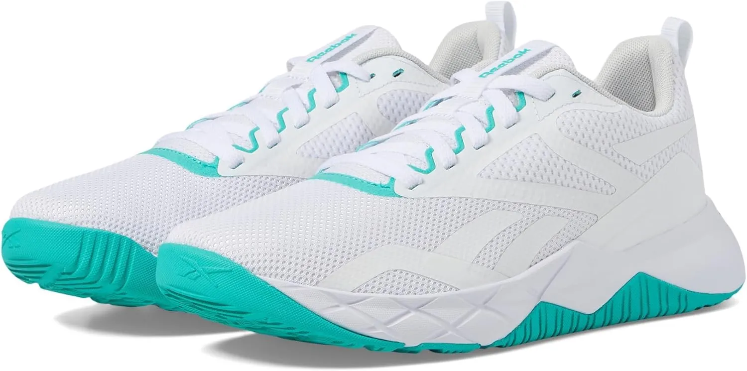 Reebok Women's NFX Trainer Sneaker, Footwear White/Black/Unleashed Green, 6