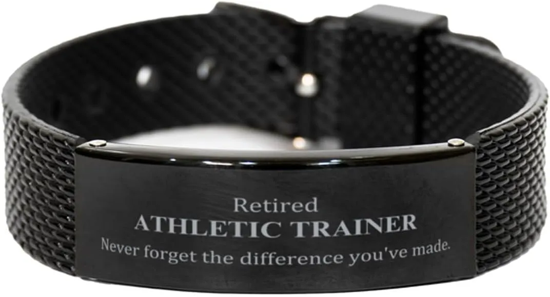 Retired Athletic Trainer Gifts, Never forget the difference you've made, Appreciation Retirement Birthday Black Shark Mesh Bracelet for Men, Women, Friends, Coworkers