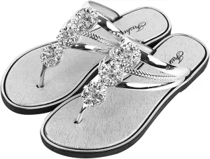 Rhinestone Flip Flops for Women Bohemian Slippers Flats Summer Beach Flat Sandals Comfort Clip Toe Slide Sandal