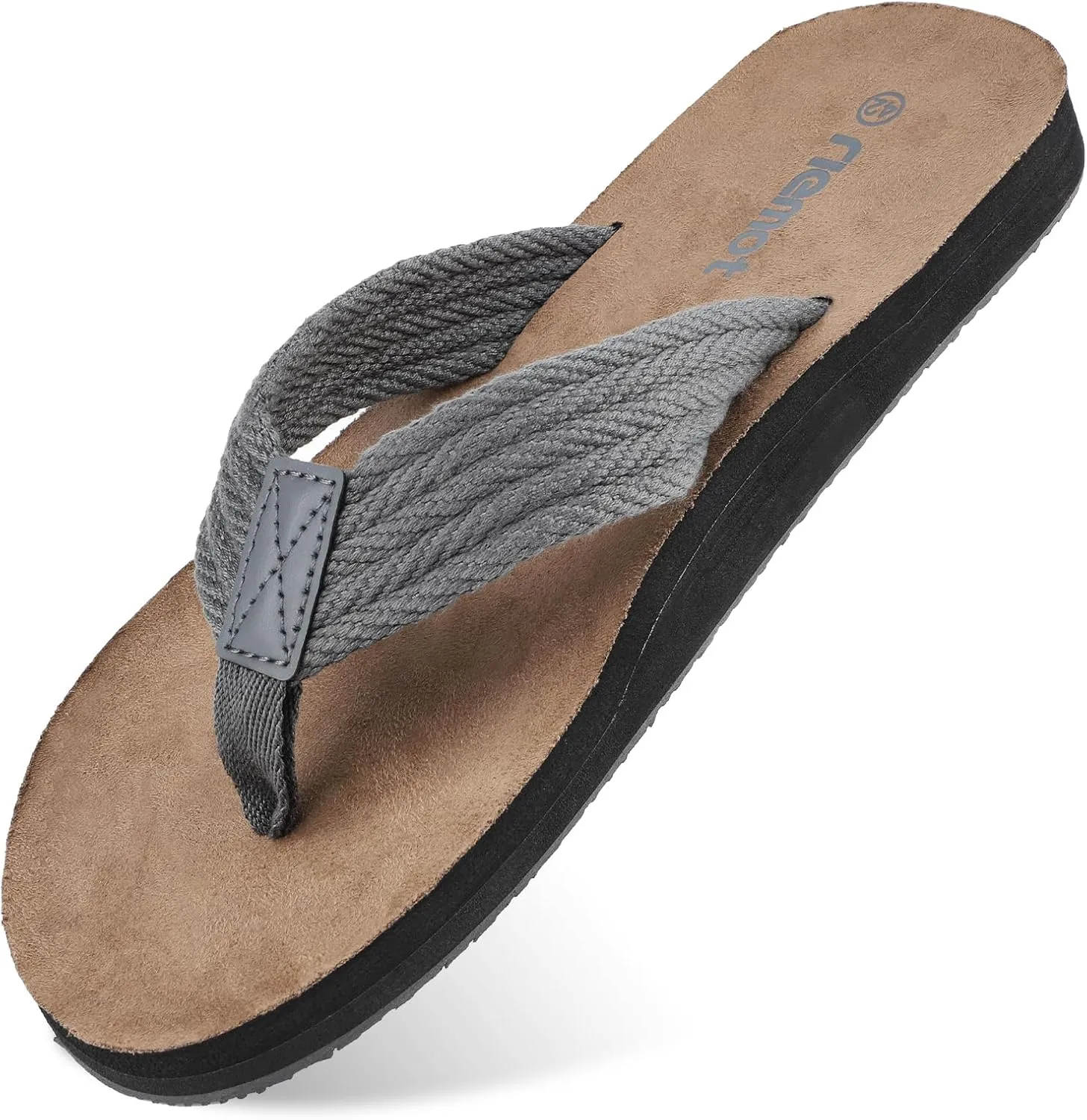 riemot Mens Flip-Flops Arch Support Classical Thongs Sandals Summer Suede 3 Point Beach Flip Flop Comfort Cushioned Slippers for Swimming Pool Home Travel US9/14
