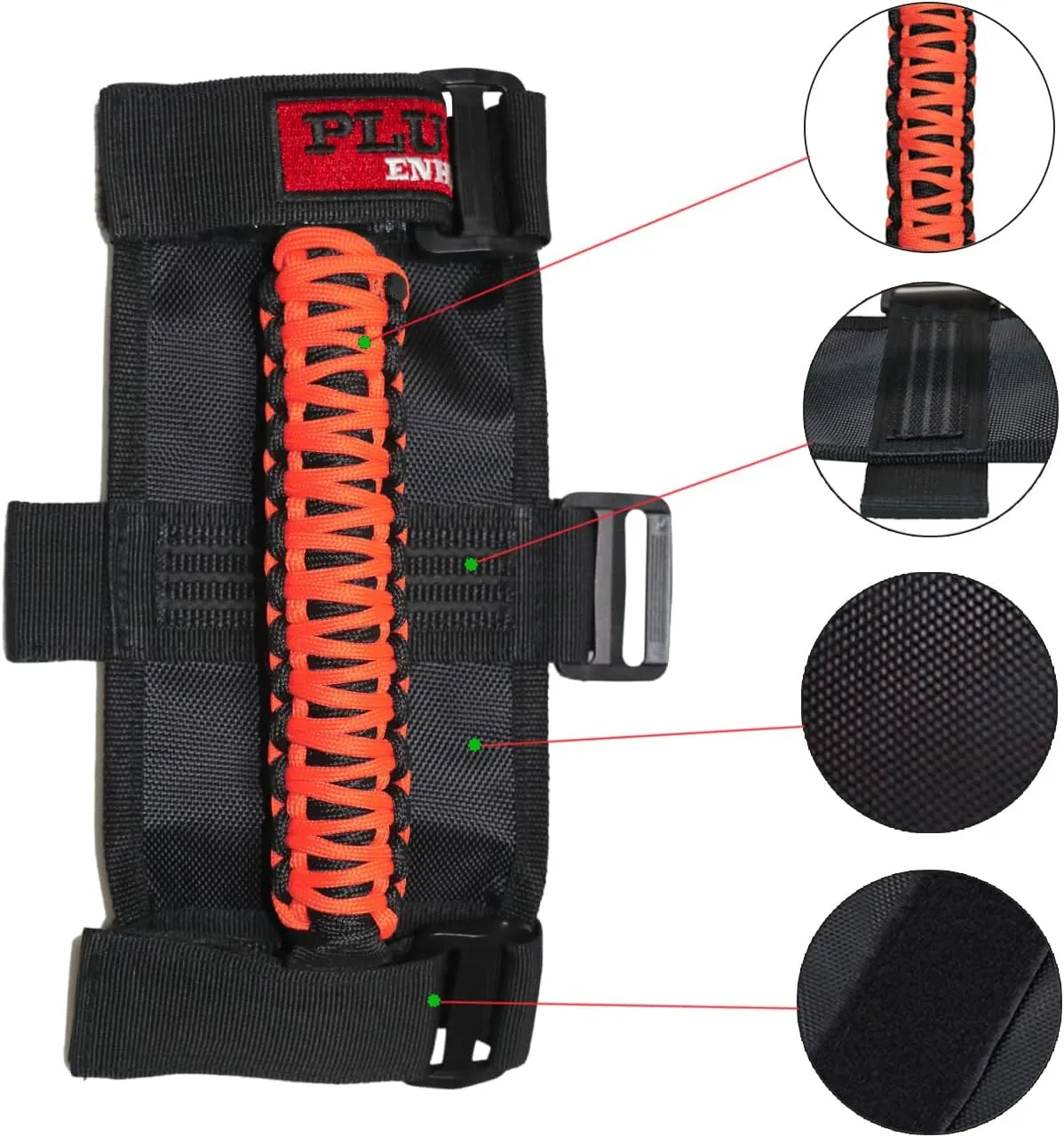 Roll Bar Grab Handles Grips Triple Straps for UTV ATV Polaris Ranger RZR XP900 1000 Honda Pioneer Talon Kawasaki Wildcat Yamaha YXZ Can Strap 1.75 to 2 Inch Bars 2PCS Orange