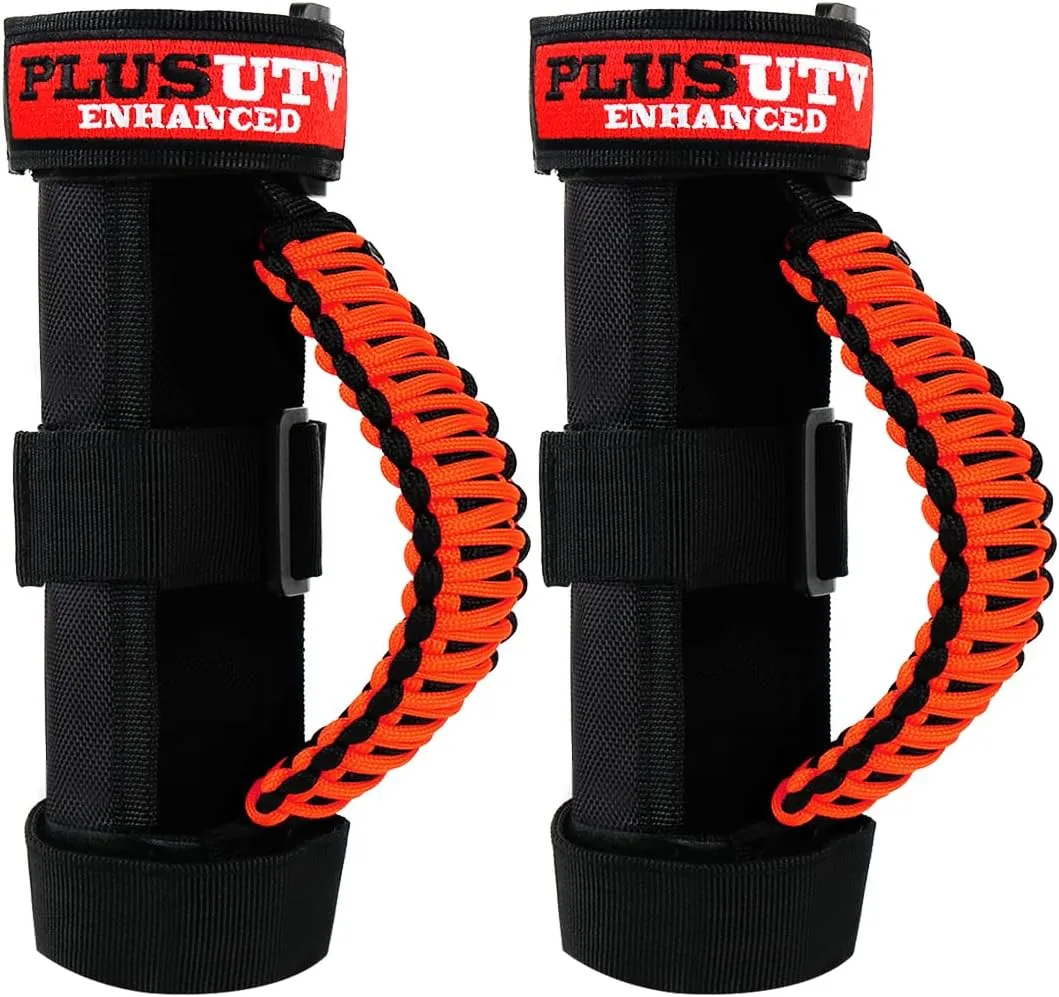 Roll Bar Grab Handles Grips Triple Straps for UTV ATV Polaris Ranger RZR XP900 1000 Honda Pioneer Talon Kawasaki Wildcat Yamaha YXZ Can Strap 1.75 to 2 Inch Bars 2PCS Orange