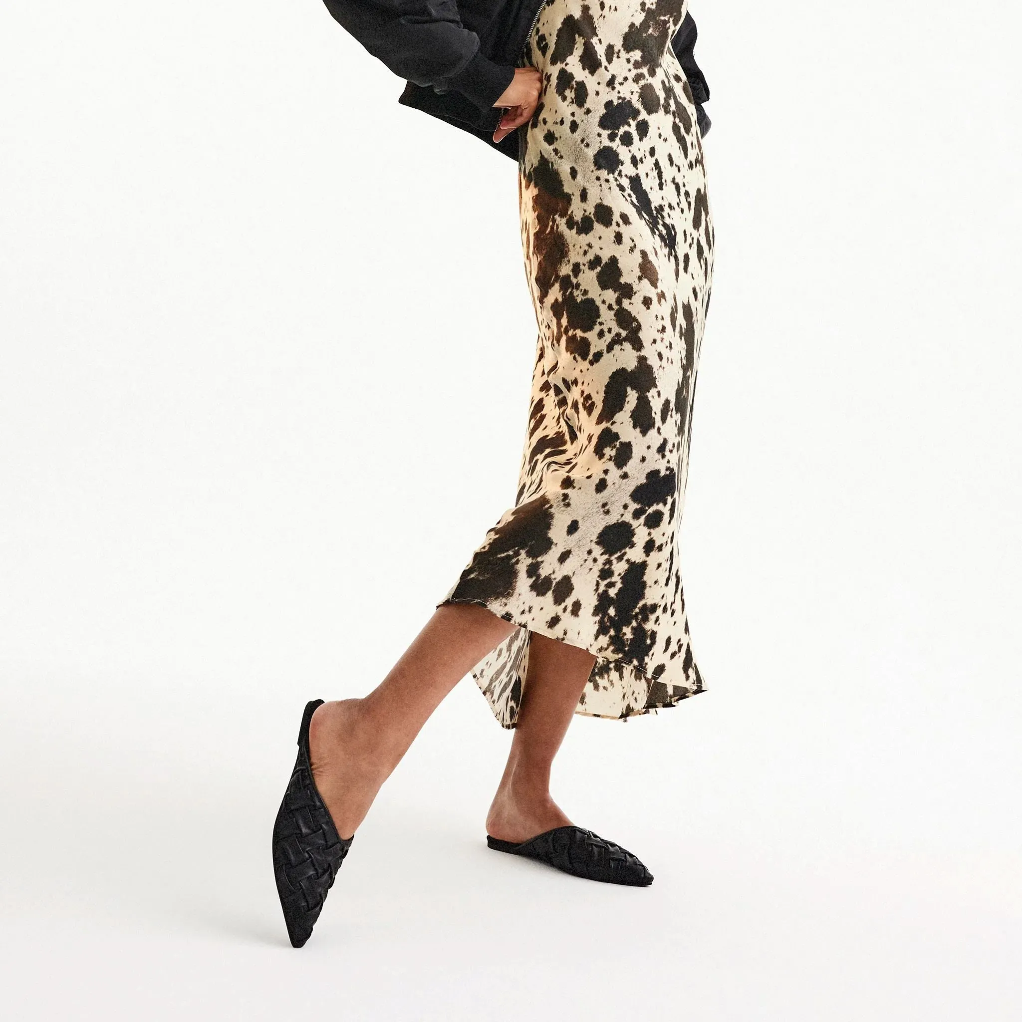 ROLLIE Pointed Soft Woven Mule - Black