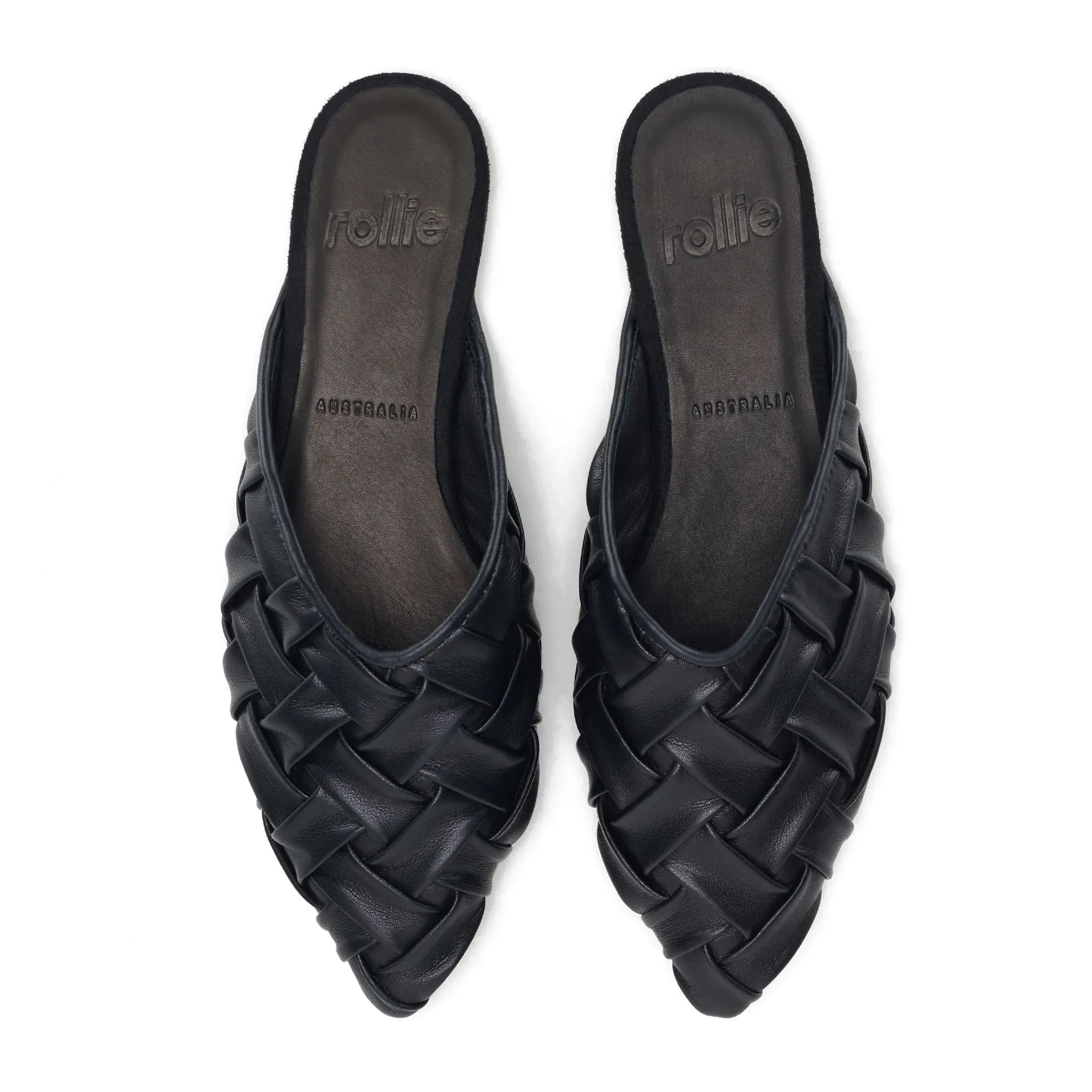 ROLLIE Pointed Soft Woven Mule - Black