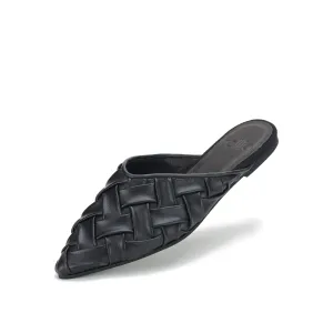 ROLLIE Pointed Soft Woven Mule - Black