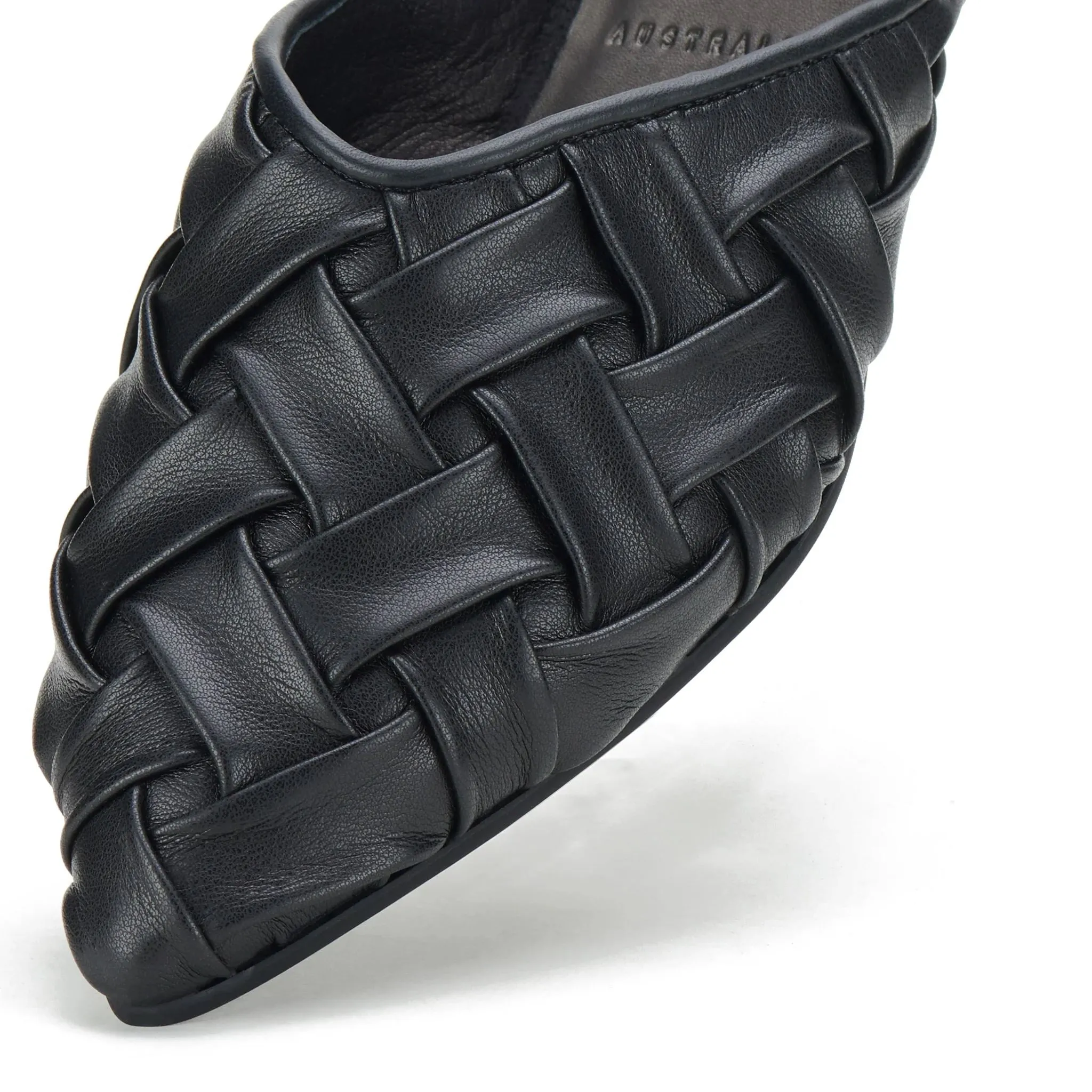 ROLLIE Pointed Soft Woven Mule - Black