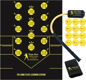 Rope Bat - Homerun Bundle – Ultimate Hitting System, Home Plate Learning Station w/ 12 Soft Training Balls – Baseball & Softball Swing Trainer, Training Tool, Batting Aid