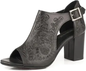 Roper Women's Black Floral Tooled Heel Black 8.5 B