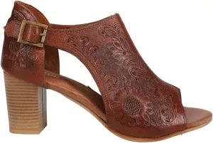 ROPER Womens Mika Floral Embossed Closed Back Block Pumps Dress Casual Casual Mid Heel 2-3" - Brown