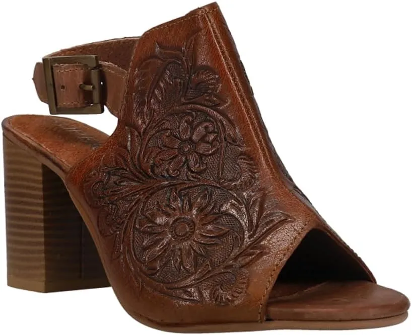 ROPER Women's Mika Floral Embossed Peep Toe Shootie Pumps Heeled Sandal