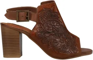 ROPER Women's Mika Floral Embossed Peep Toe Shootie Pumps Heeled Sandal