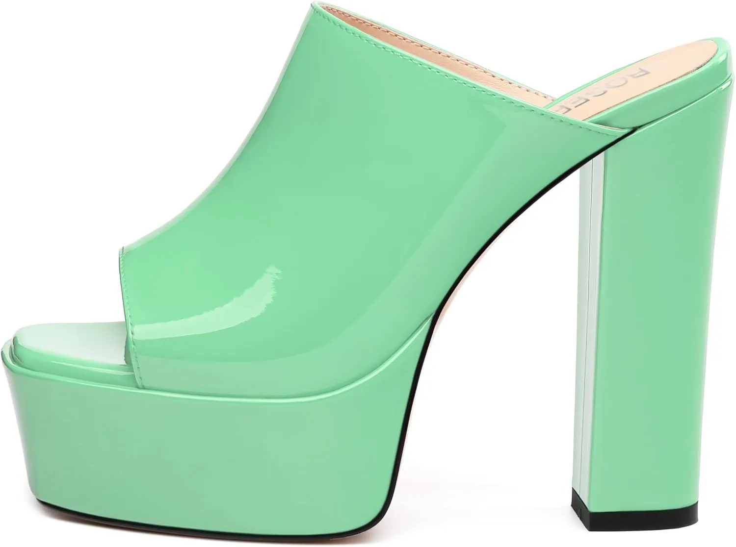 ROSERWISH Women's Platform Heels High Chunky Block Heel Sandals Sexy Open Toe Slip on Heels for Women Slide Mules Dressy Pumps Shoes