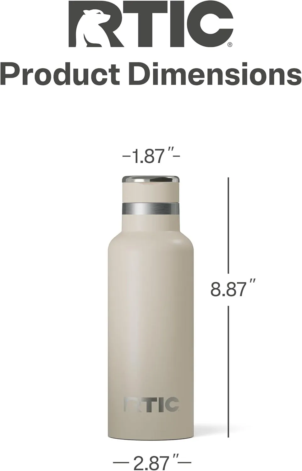 RTIC 16oz Journey Bottle Metal Stainless Steel Vacuum Insulated, BPA Free, Reusable, for Water, Hot and Cold Drinks, Travel, Sports, Camping, Beach