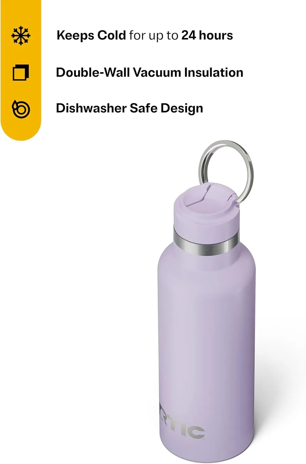 RTIC 16oz Journey Bottle Metal Stainless Steel Vacuum Insulated, BPA Free, Reusable, for Water, Hot and Cold Drinks, Travel, Sports, Camping, Dusty Lilac