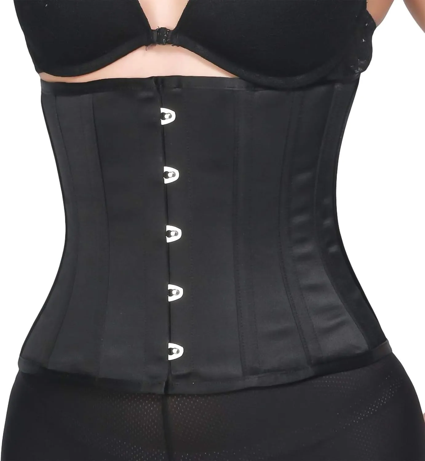 RZY Women's Petite 12 Steel Boned Heavy Duty Waist Trainer Underbust Corset Short Torso Mesh Body Shaper (Fabric style)