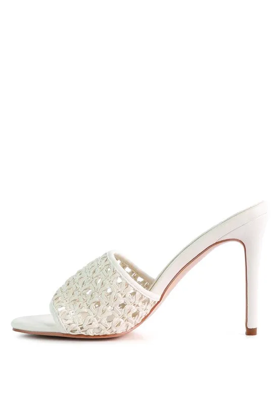 Sally 60's Woven Heeled Stiletto Slide Mules | 3 Colors | Rag & Company