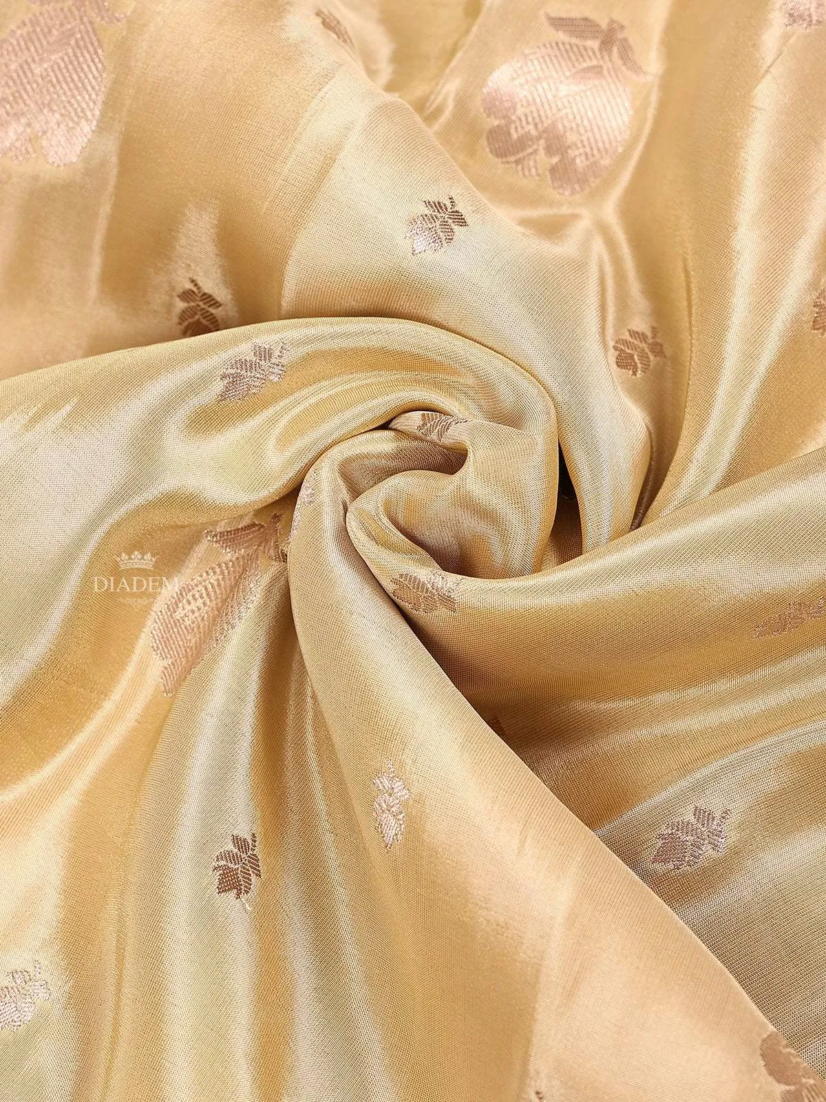 Sandal Banarasi Saree with Flower Design on the Body with Zari Border