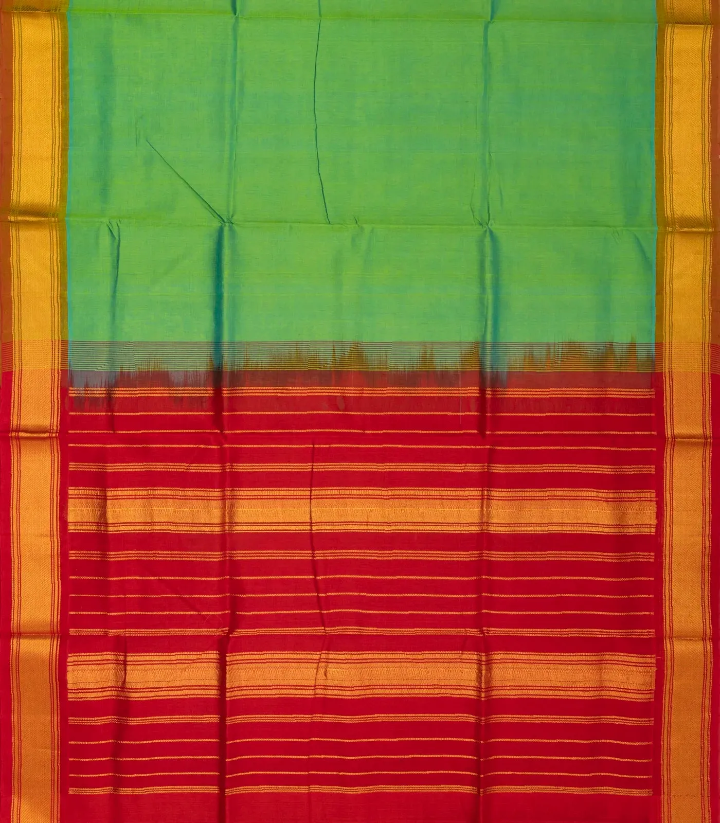 Sandal Handloom Korvai Silk Cotton Saree With Black Border